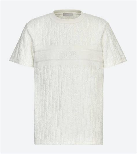 off-white dior oblique cotton terry jacquard t-shirt